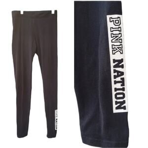 🔥 VICTORIA'S SECRET PINK NATION LEGGINGS BLACK LOGO SPELL OUT  EXTRA SMALL XS